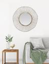 Miroir design rond en métal doré 75cm